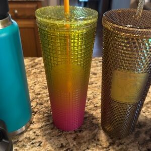 New Yellow and Pink Ombre Starbucks Travel Tumbler